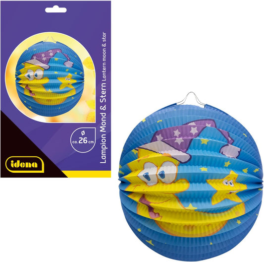 Idena Mond & Sterne Laterne FSC-Papier Ø26cm - Sicherheits-Lampion für Sankt Martin