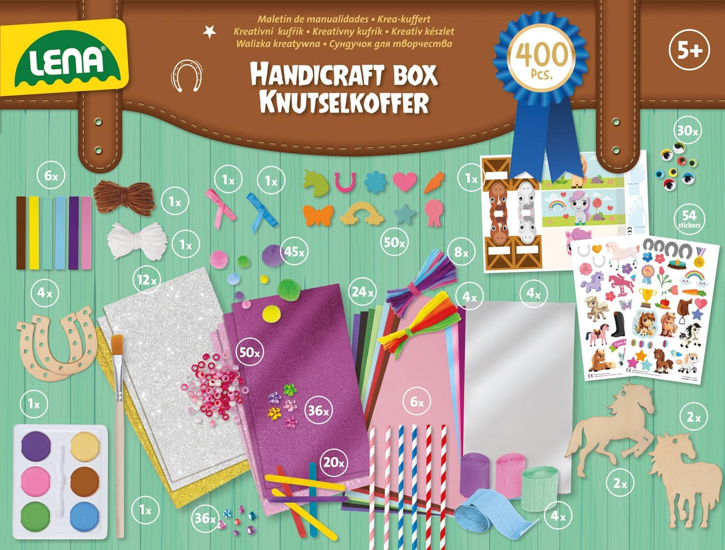 LENA Bastelkoffer Pferde - Kreatives Bastelset Premium