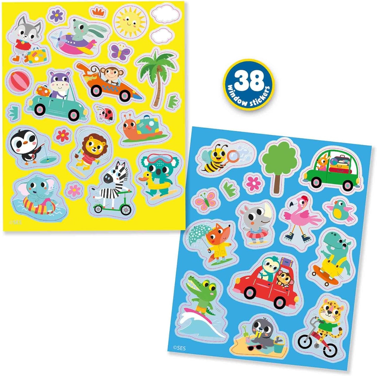 Fensteraufkleber Urlaubsmotive - 38 wiederverwendbare Sticker für kreative Kinder