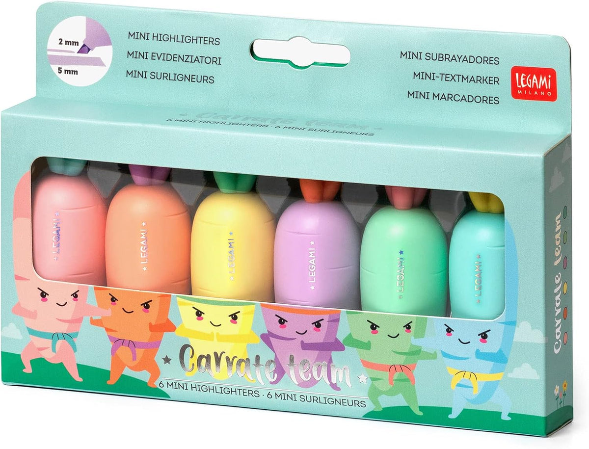 LEGAMI Carrate Team 6 Mini-Textmarker Karotten-Design
