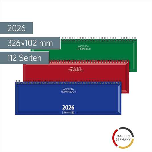 Tischquerkalender 2026 - Wochenplaner mit Wire-O-Bindung
