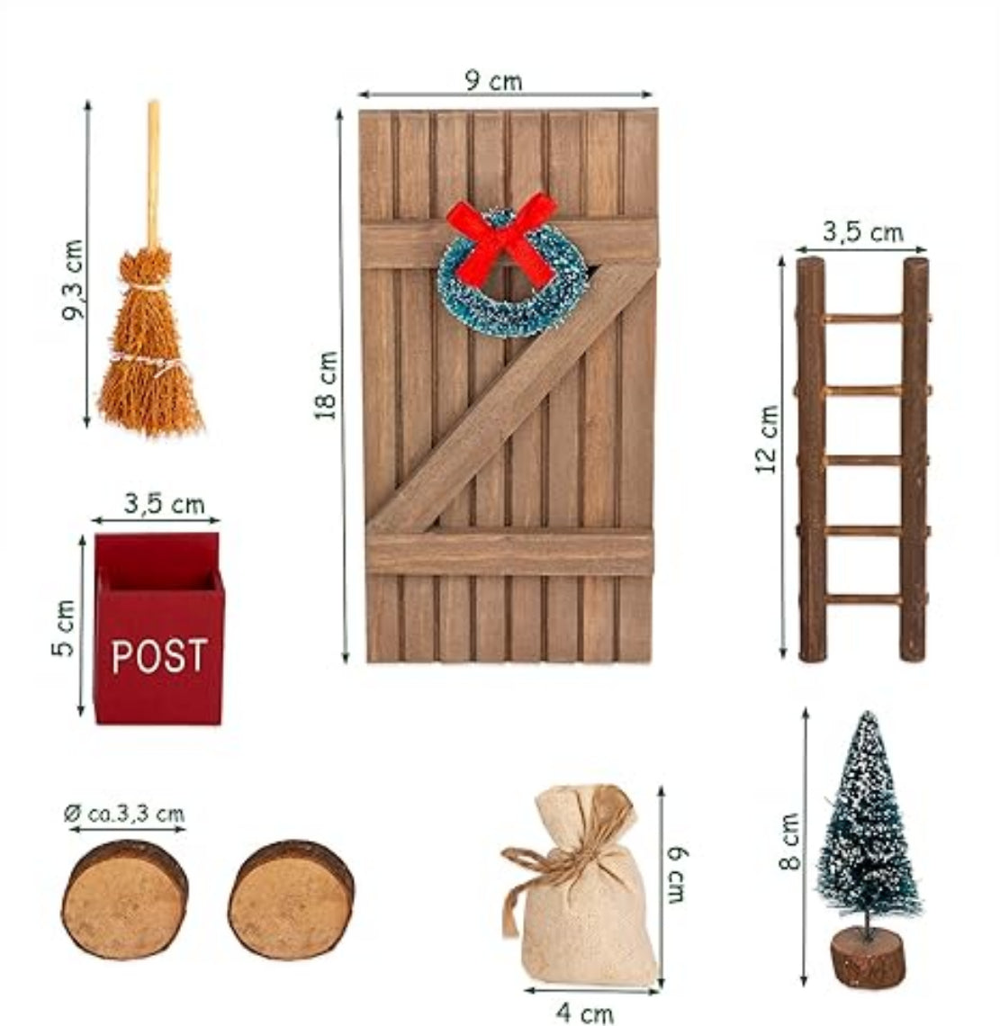 Cepewa Secret Santa Wichteltür Set - 5-teilig mit Weihnachtsbaum & Briefkasten