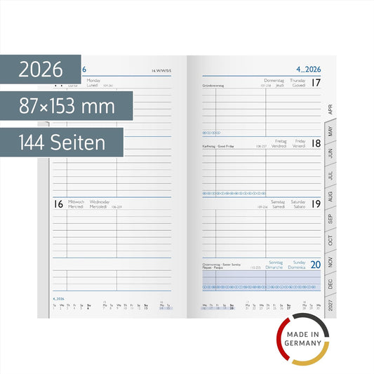 Kalender 2026 Modell 756 - Viersprachige Kalendereinlage