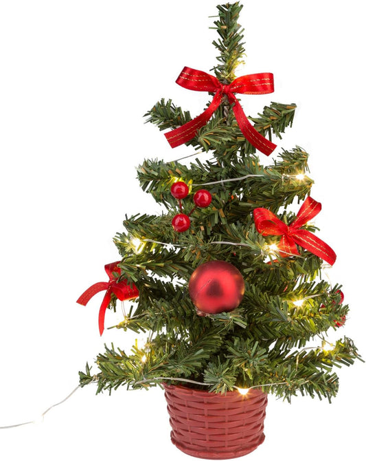 LED Weihnachtsbaum 25cm - Dekorativer Tannenbaum mit 20 warmweißen LEDs & USB-Anschluss