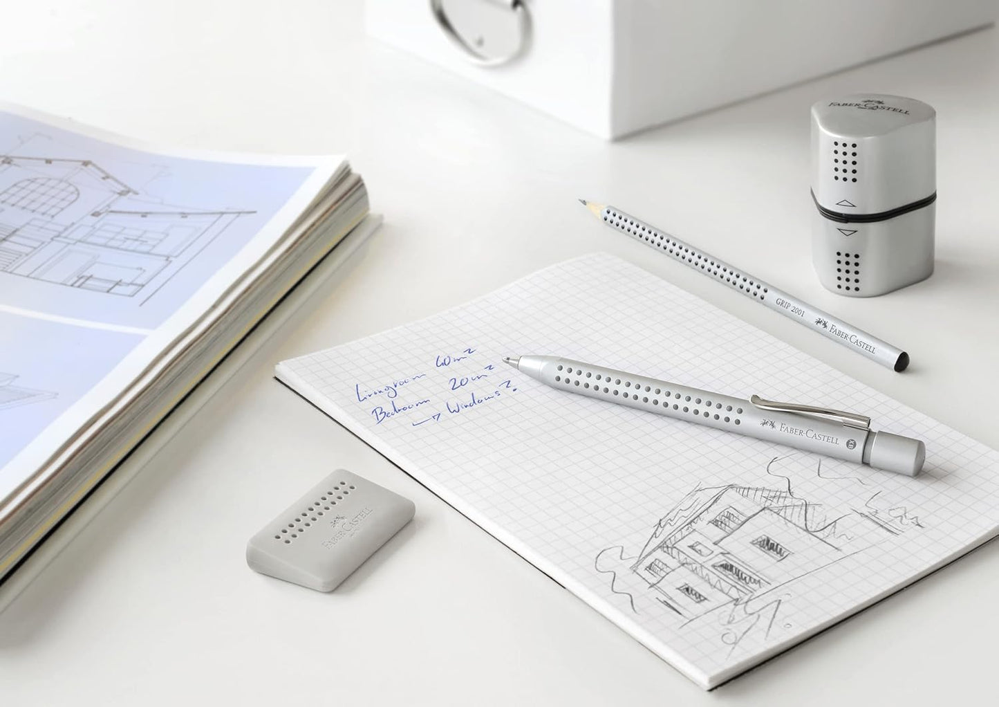 Faber-Castell Dreifachspitzdose Grip 2001 silber