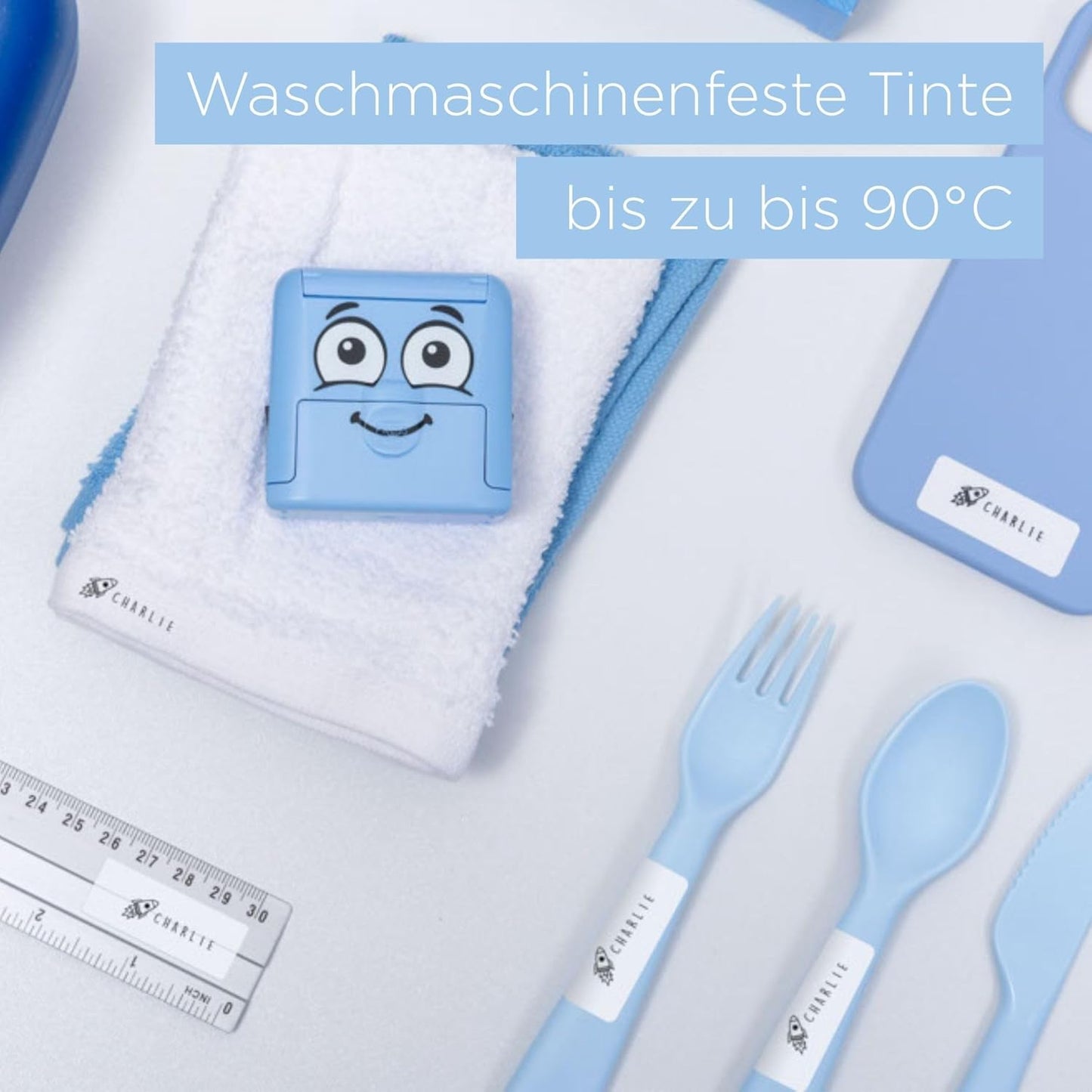 COLOP MARKY Stempel-Set Blau - Textilstempel für Kinder