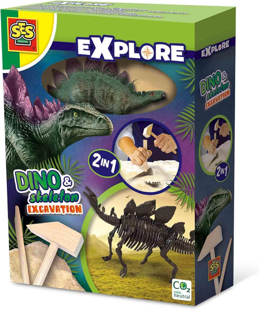 SES Creative Dino und Skelett Ausgraben 2 in 1 Stegosaurus 25094