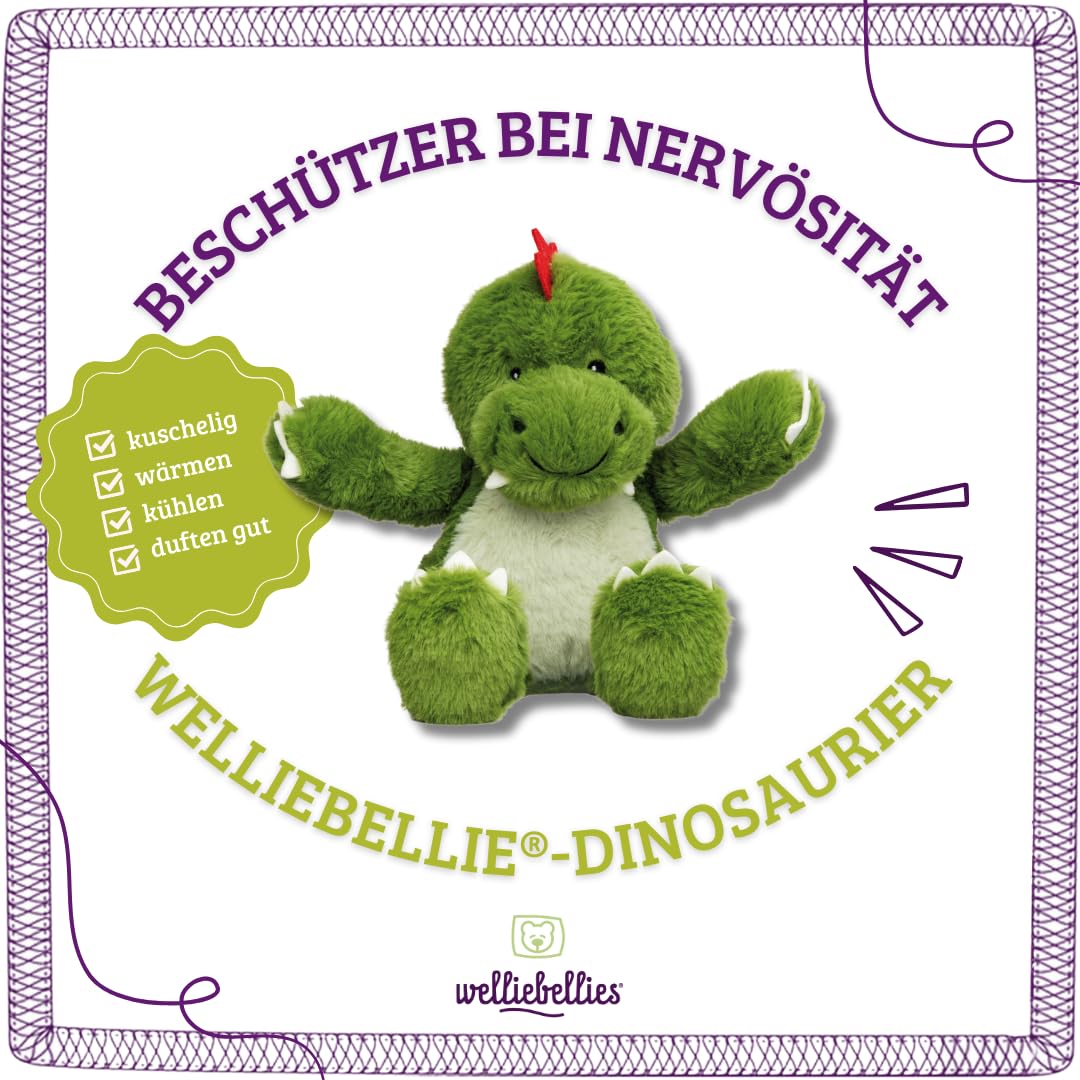 welliebellies® Wärmetier Dino groß - Kuscheltier mit Körnerkissen
