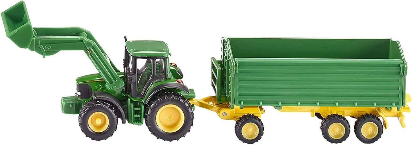 John Deere Traktor mit Frontlader und Anhänger - SIKU 1:87
