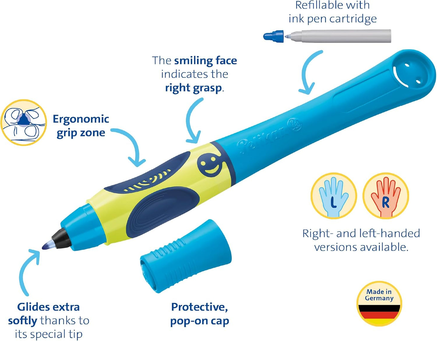 Pelikan griffix Tintenroller Rechtshänder Neon Fresh Blue