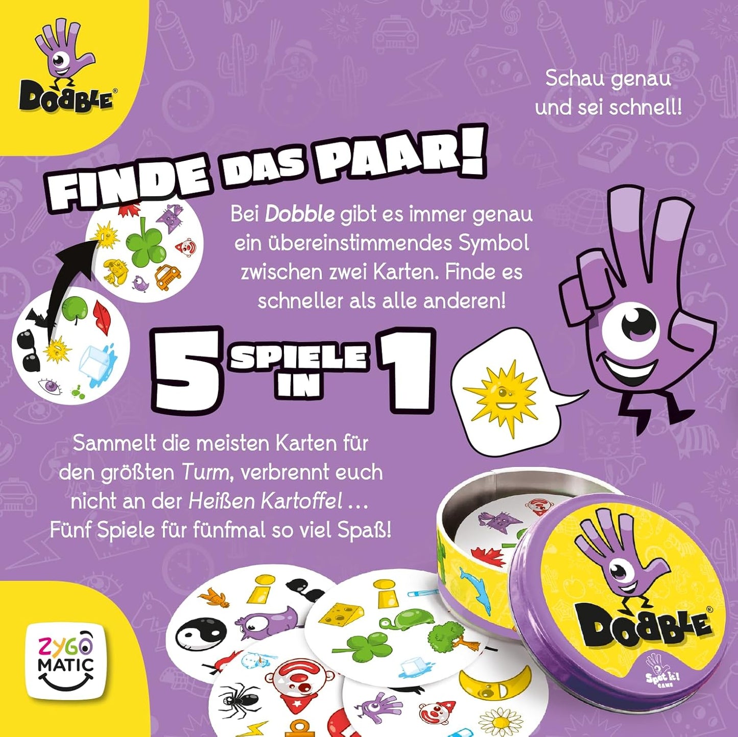 Dobble Spot it! - Reaktionsspiel für Familie (2-8 Spieler)