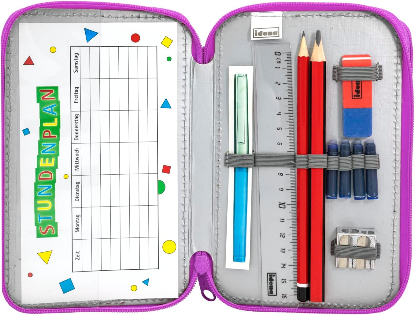 Idena Federmappe Triple Einhorn Lila - Komplettset für Schule und Freizeit