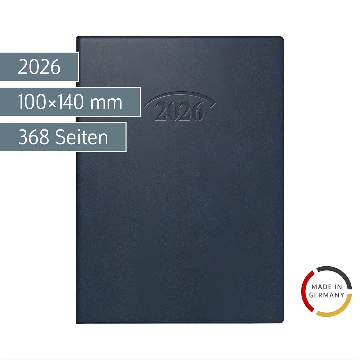 Taschenkalender 736 10x14cm 1 Tag/Seite Kunststoff schwarz 2026