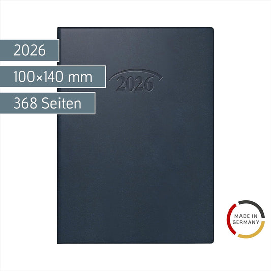 Taschenkalender 736 10x14cm 1 Tag/Seite Kunststoff schwarz 2026