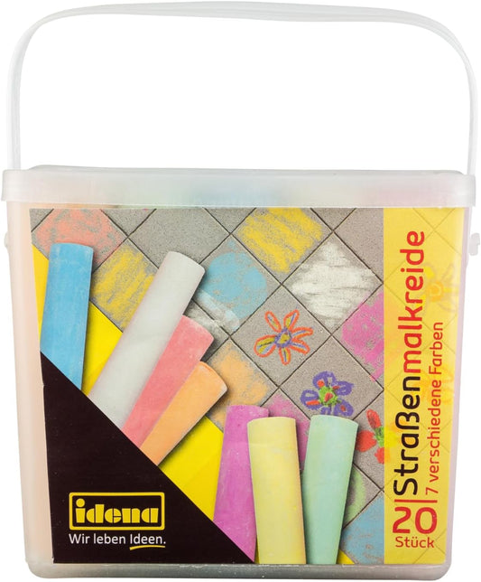 Idena Straßenmalkreide Set - 7 leuchtende Farben - 20 Stück