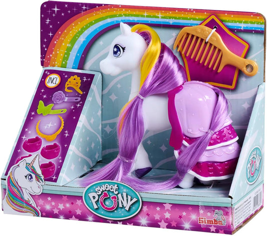 Sweet Pony Ball-Party, Vinylpony mit Langen Haaren, 6 Zubehörteile, 22cm, Spielpferd ab 3 Jahre