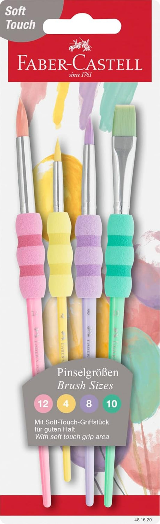 Faber-Castell Aquarellpinsel Pastell Soft-Touch 4er-Set Gr. 4 8 10 12