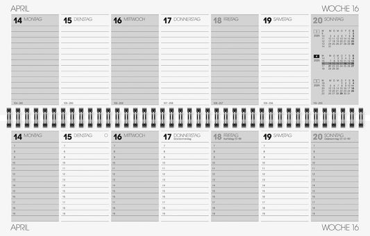 Tischquerkalender 2026 - Wochenplaner mit Wire-O-Bindung