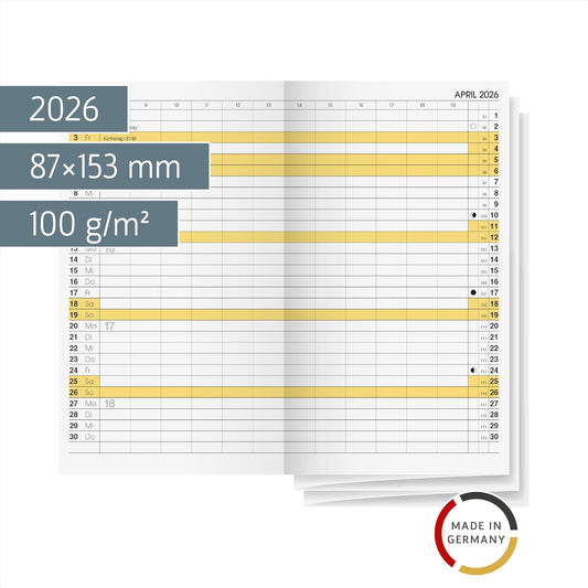 Kalender 2026 Modell 746 - Kalendereinlage 8,7 x 15,3 cm