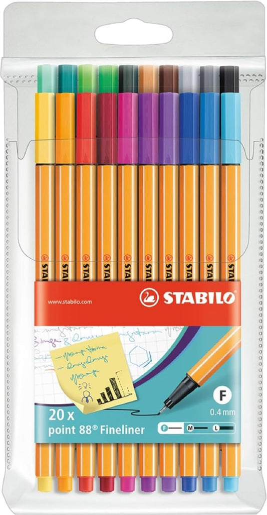 STABILO point 88 Fineliner – 20er Etui, 20 Farben