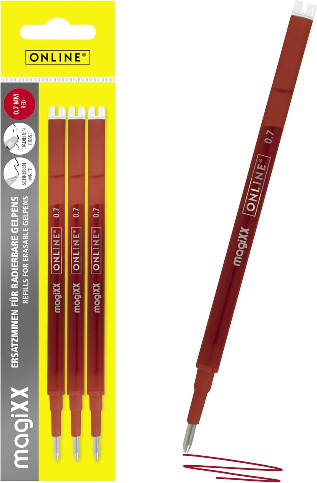 Gelmine 0,7mm radierbar rot 3 St. ONLINE PEN