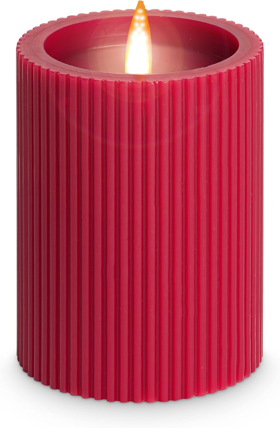 LED Echtwachskerze mit Timer 7,5x11cm - 4er Set batteriebetrieben