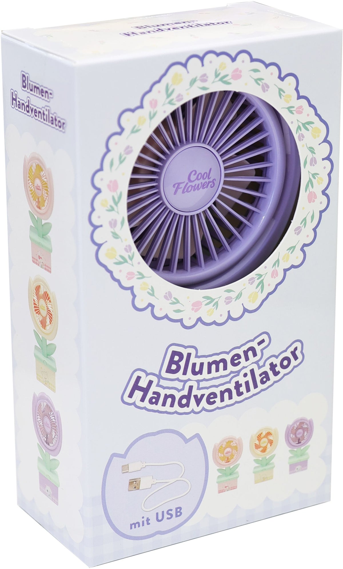 Blumen-Handventilator, 1 von 3 Designs zufällig, USB