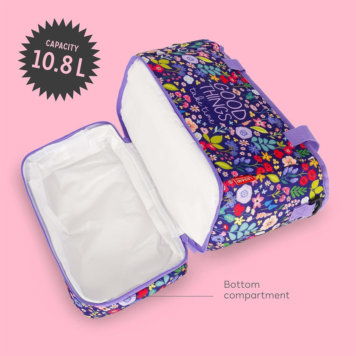 Legami Lunch Bag Flowers, 10,8 L, 33x22x15 cm, RPET