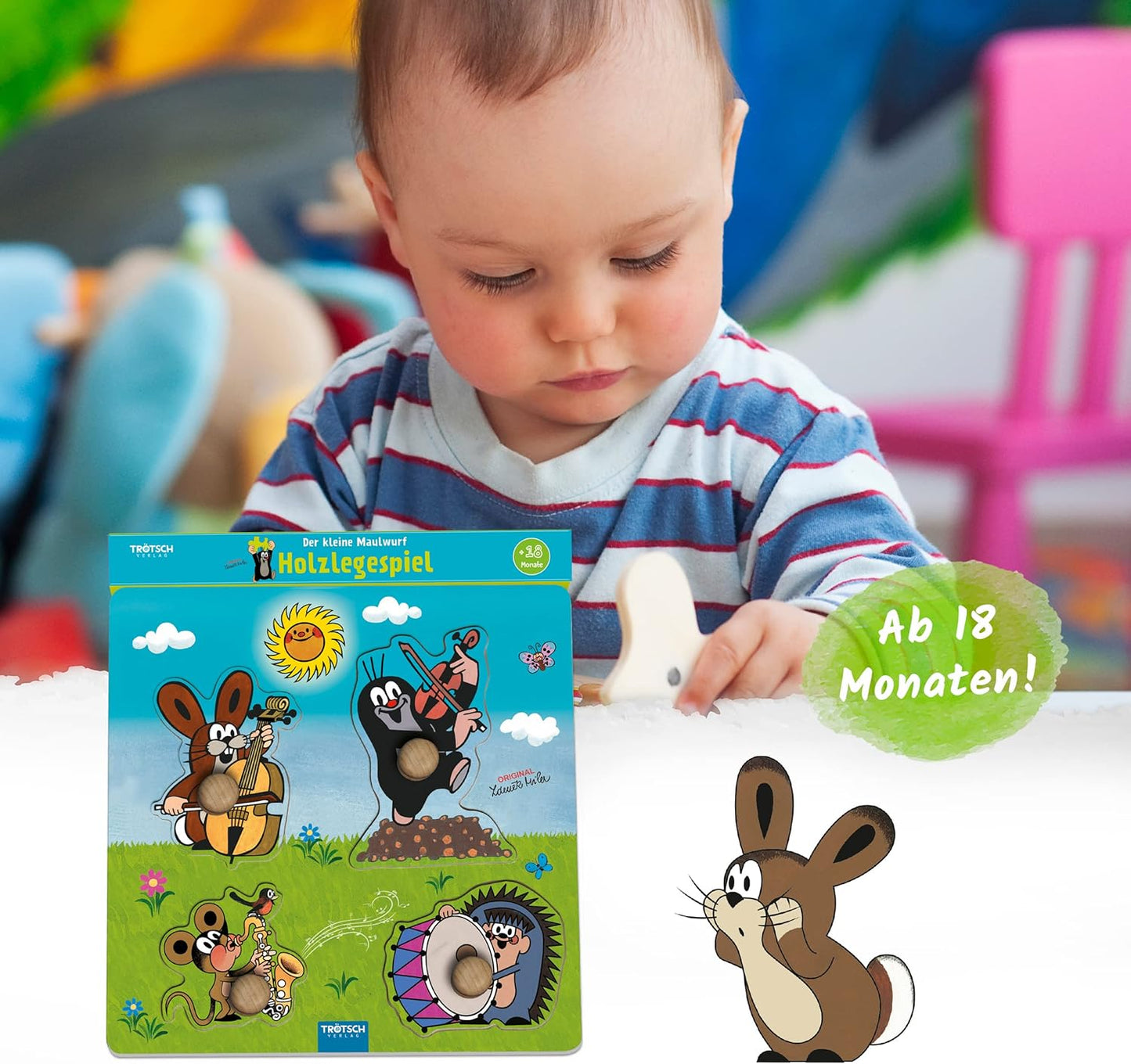 Maulwurf Holzpuzzle - Legespiel für Kinder ab 18 Monaten