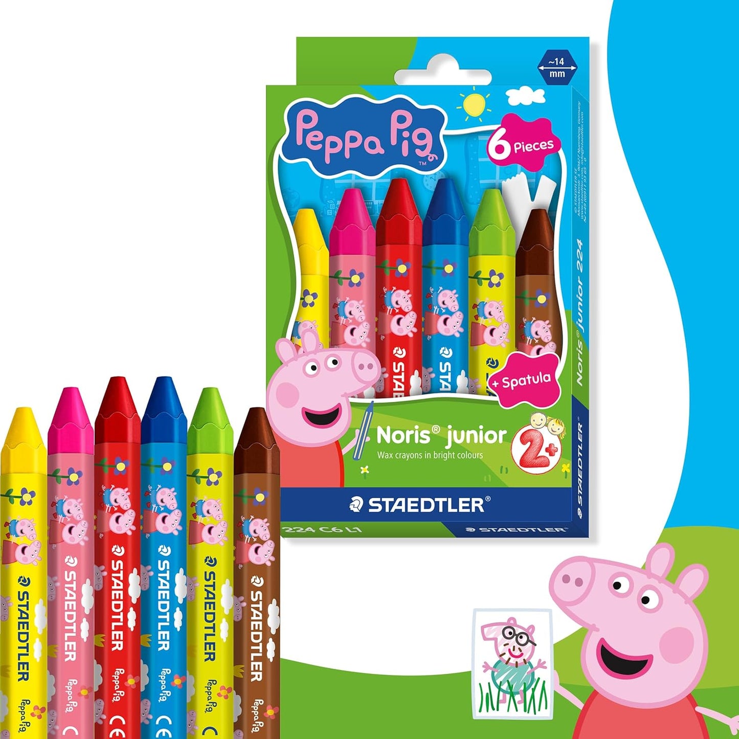 STAEDTLER Wachsmalkreide Peppa Wutz – 6 Farben im Etui