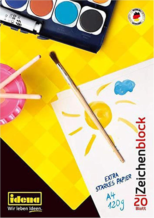 Idena Premium Zeichenblock A4 - 20 Blatt Künstlerpapier 120g/m²