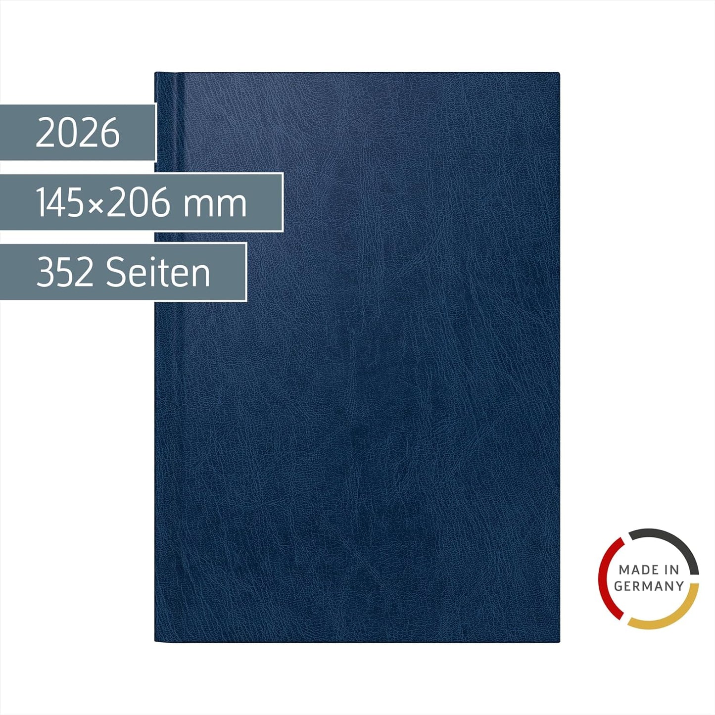 Tageskalender 2026 A5 - Miradur Einband blau - 6-sprachig