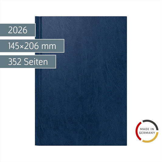 Tageskalender 2026 A5 - Miradur Einband blau - 6-sprachig