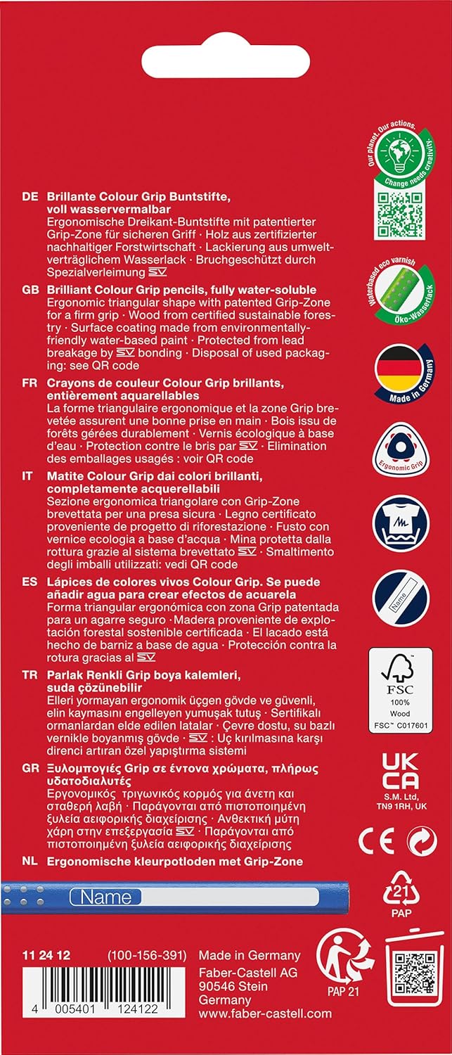 Faber-Castell Buntstift Colour Grip 12er Etui FSC