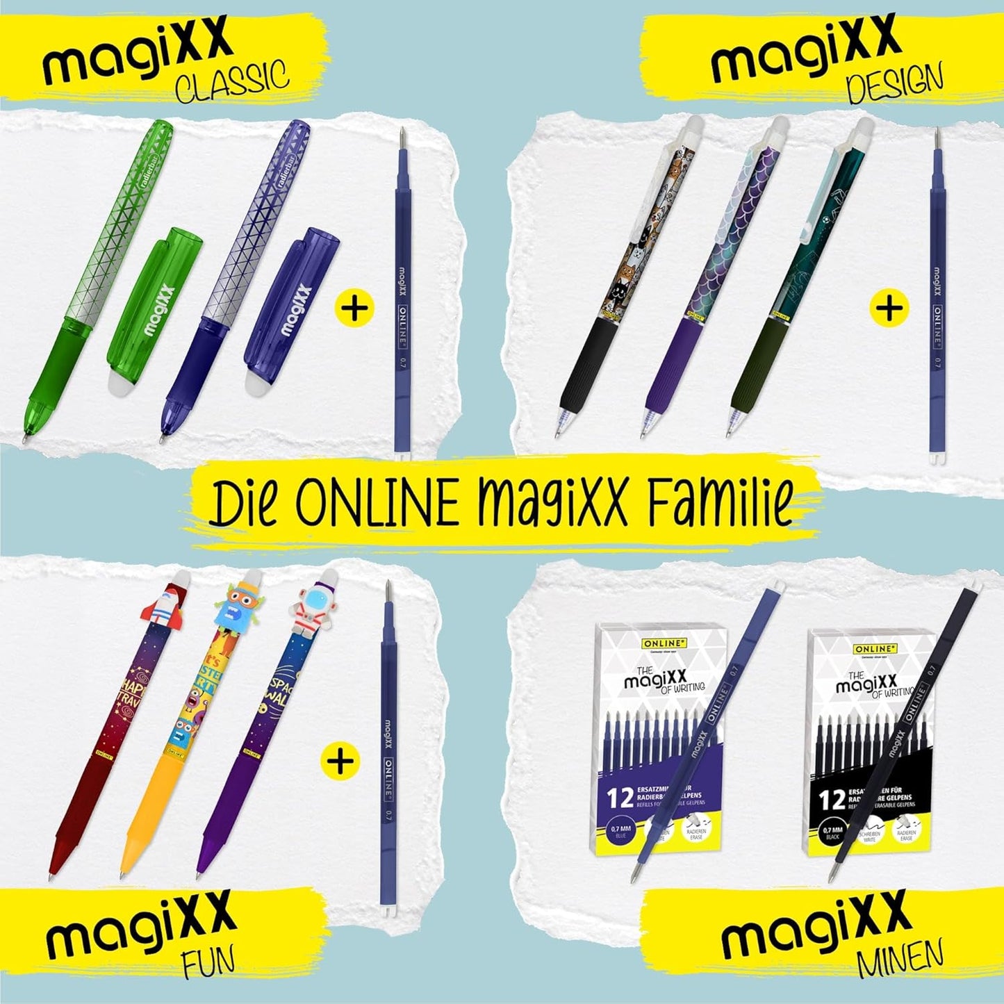 ONLINE magiXX Tintenroller radierbar Camouflage blau medium