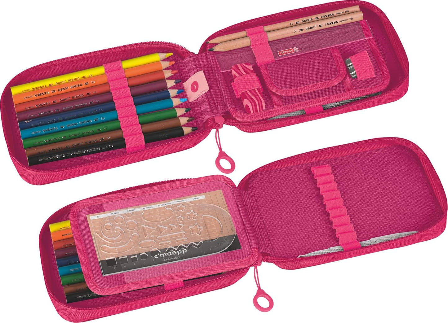 Brunnen Federmäppchen 1 RV gefüllt Tulip 9 Buntstifte