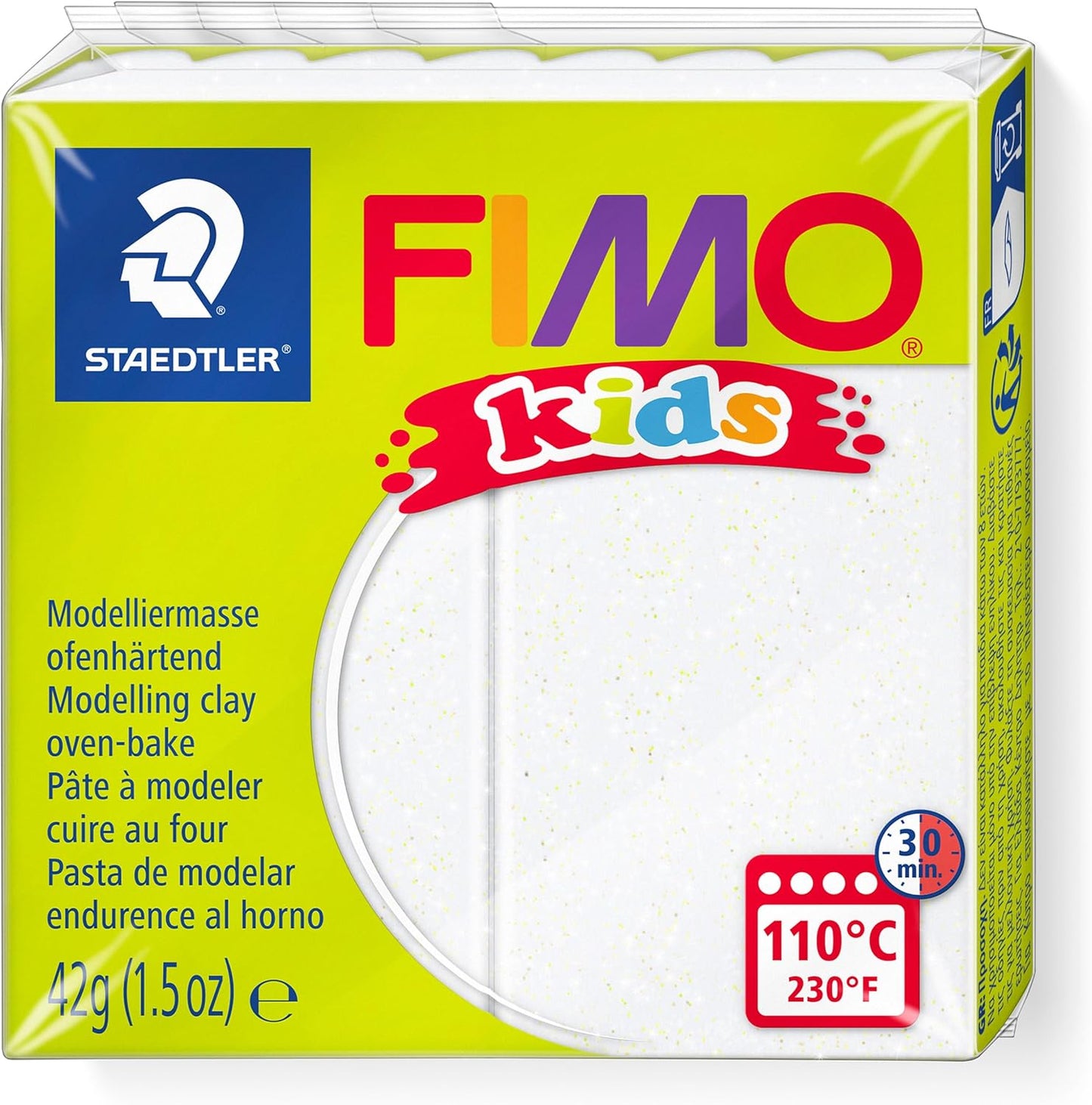 FIMO kids Modelliermasse Weiß Glitter 42g - Kinderknete