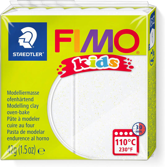 FIMO kids Modelliermasse Weiß Glitter 42g - Kinderknete