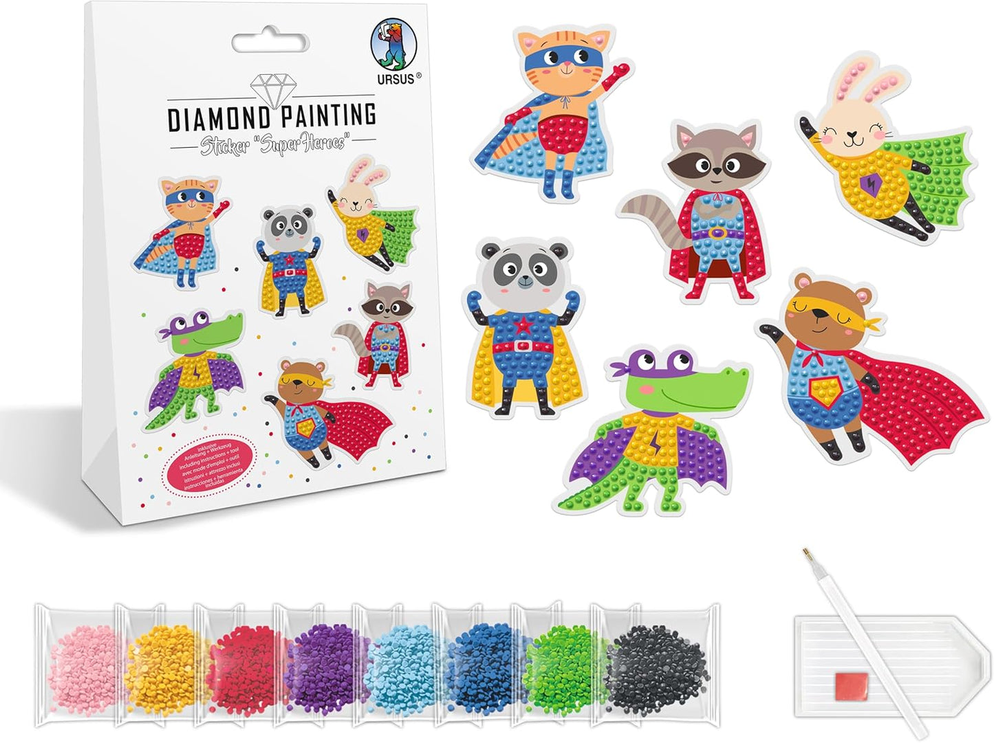 Diamond Painting Sticker Superhelden - Kreativ-Set für Kinder