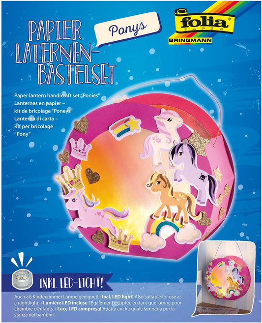 folia Laternen Bastelset Pony mit LED-Licht - Kreatives Halloween & Sankt Martin Bastelerlebnis