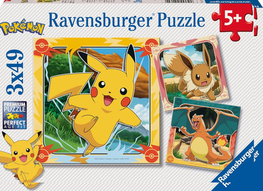 Pokémon 3 x 49 Teile Puzzles - Ravensburger Kinderpuzzle Set
