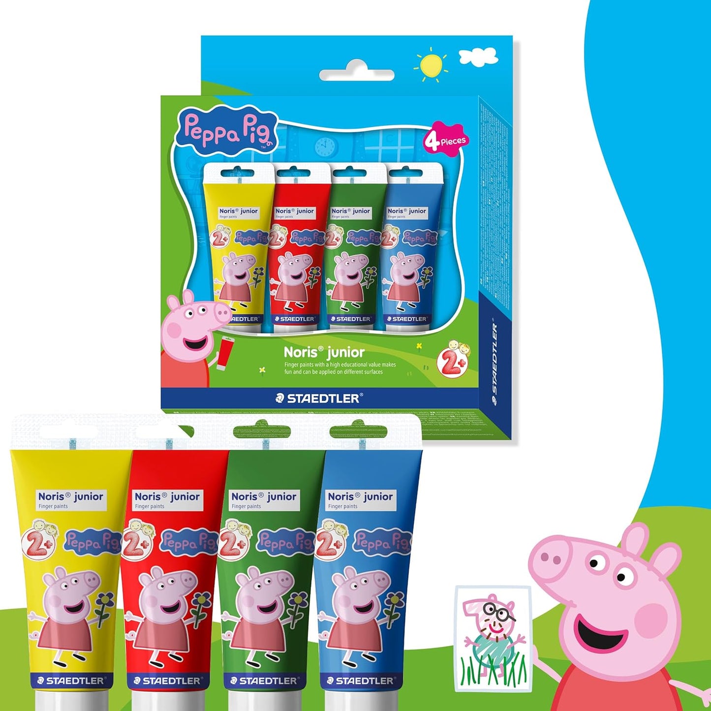 STAEDTLER Fingermalfarbe Peppa Wutz – 4 Farben, schnelltrocknend