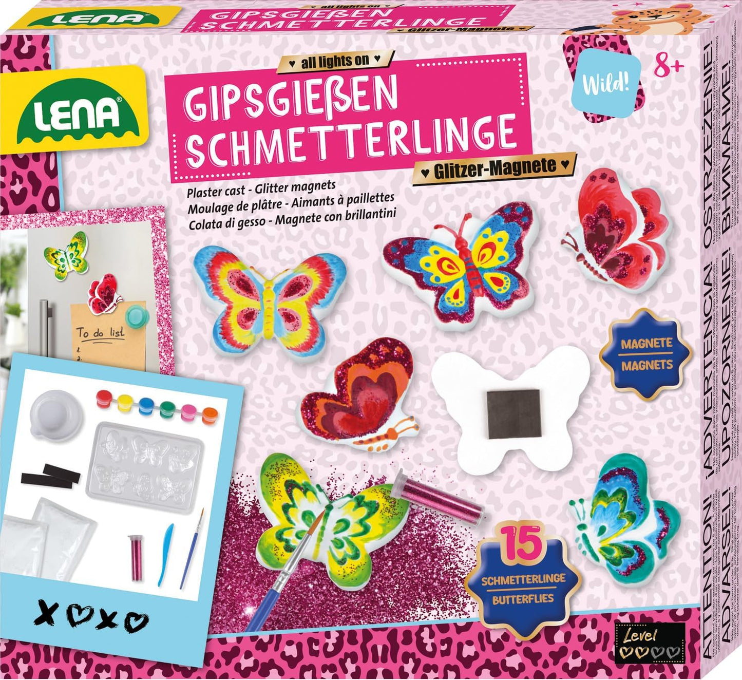 Gipsgießen Glitter Schmetterlinge - Kreatives Bastelset für Kinder ab 8 Jahren