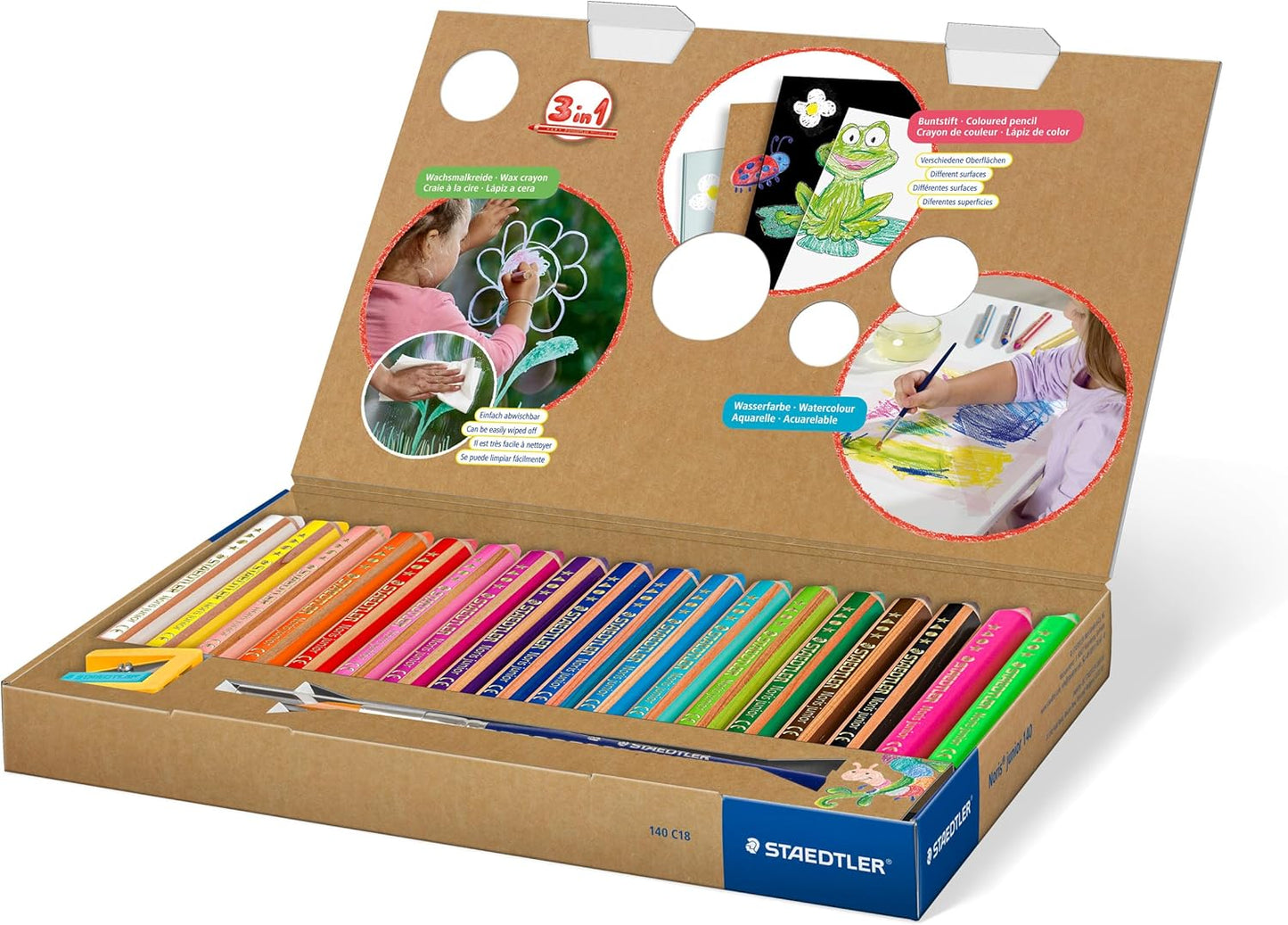 STAEDTLER Noris junior 140 Set 18 Stifte + Spitzer + Pinsel
