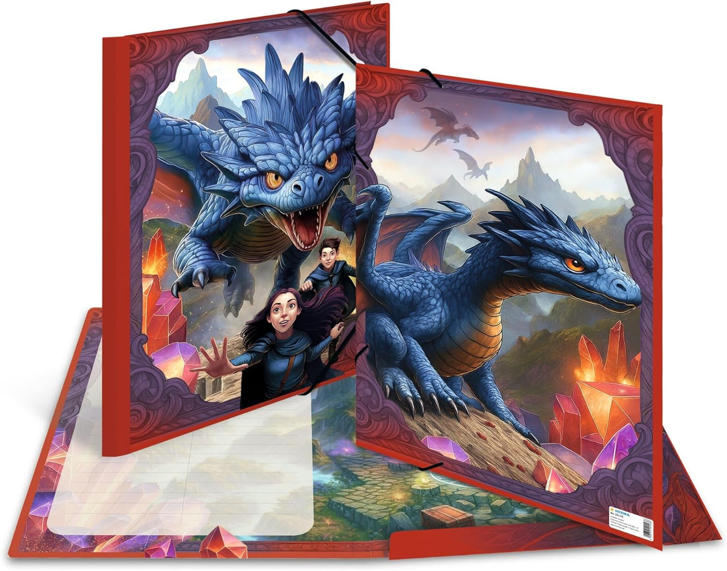HERMA Sammelmappe A3 Drache – Eckspanner-Mappe mit Gummizug