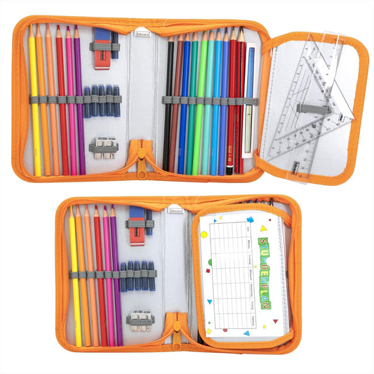 Idena Federmappe Sound Kopfhörer-Design Gelb-Orange - Komplett-Set 28 Teile