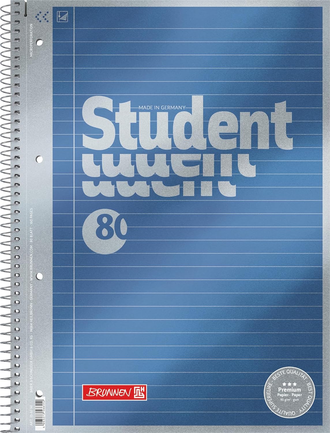 Premium Collegeblock A4 - Hochwertiges Spiralblock mit Metalleffekt-Cover