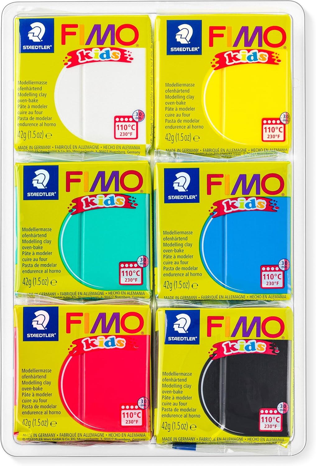 FIMO kids Knete 6er Set - Bunte Modelliermasse für Kinder