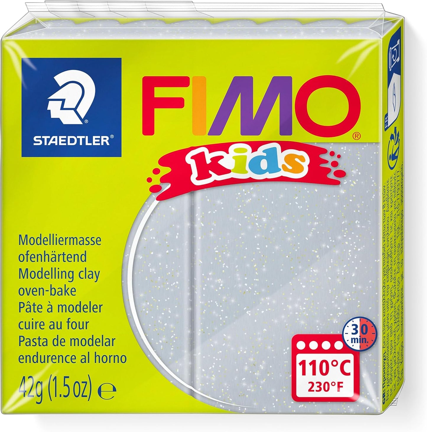 FIMO kids Modelliermasse Glitter Silber 42g