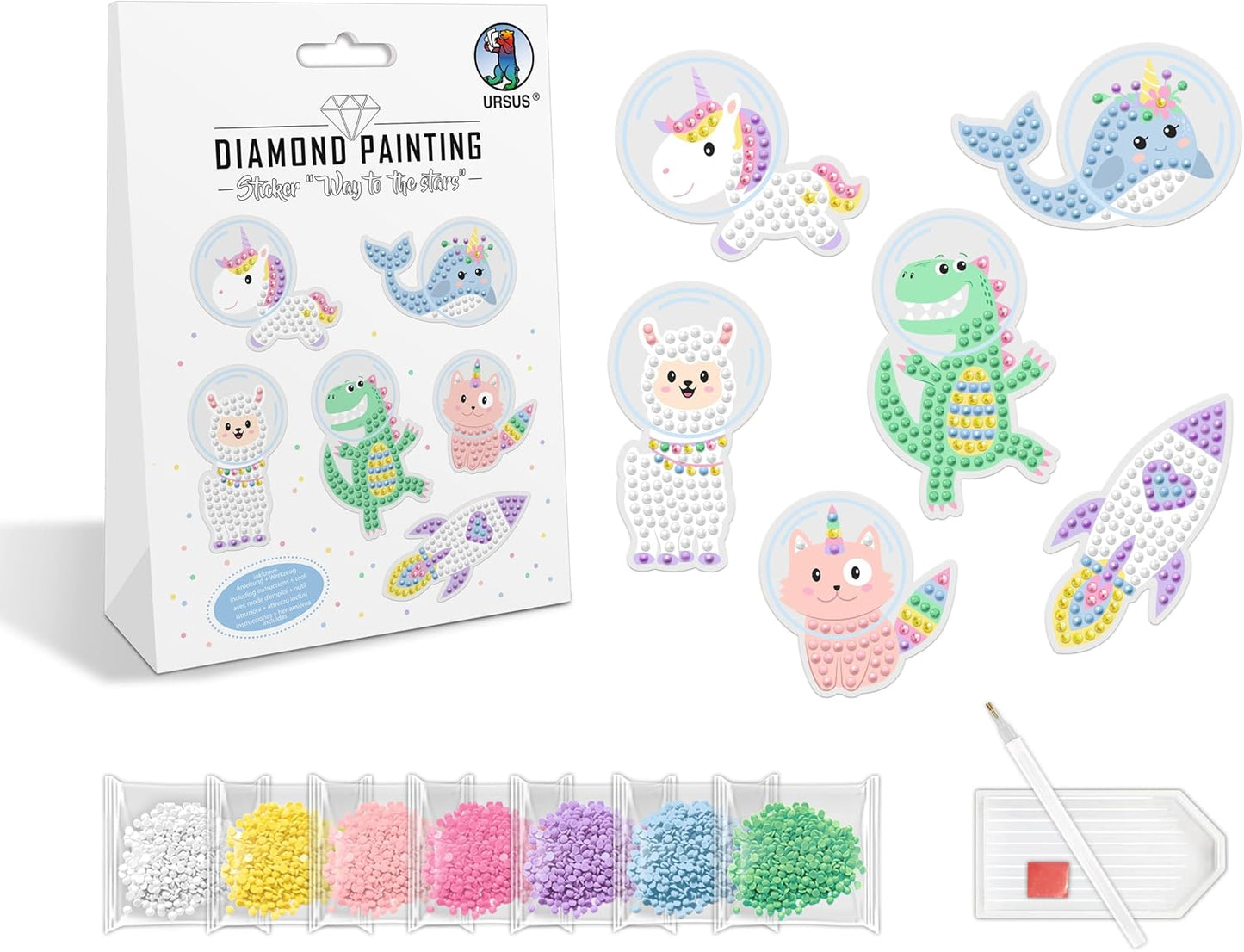 Diamond Painting Sticker Weltraum - Glitzer Bastelset für Kinder